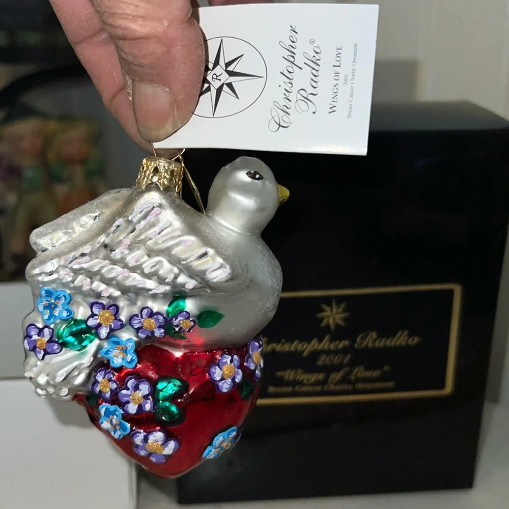 Christopher Radko Wings of Love Ornament dove heart with tag & box